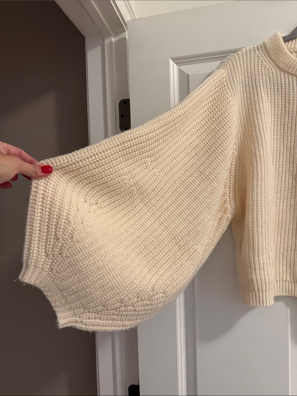 Cream Ribbed Knit Sweater - Picture 2 of 6